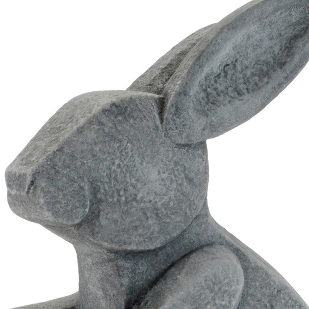 Set of Two Gray Polyresin Rabbit Figurine HomeRoots