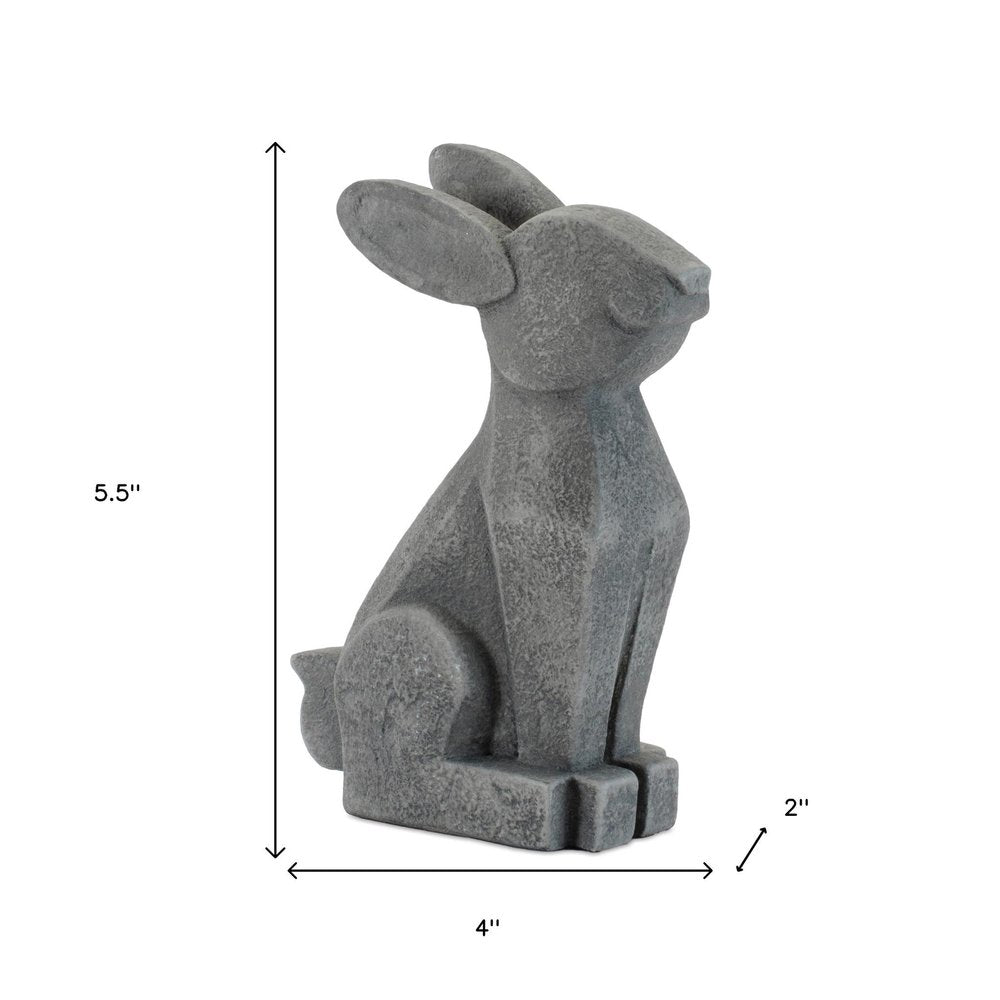 Set of Two Gray Polyresin Rabbit Figurine HomeRoots