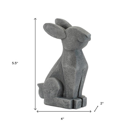 Set of Two Gray Polyresin Rabbit Figurine HomeRoots