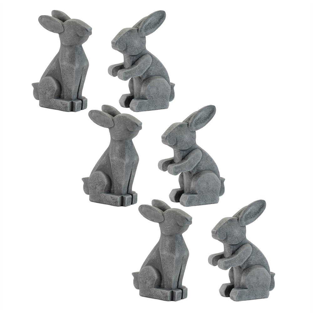 Set of Two Gray Polyresin Rabbit Figurine HomeRoots