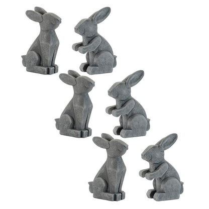 Set of Two Gray Polyresin Rabbit Figurine HomeRoots