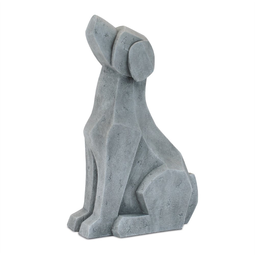 Set of Two Gray Polyresin Cat And Dog Figurines HomeRoots