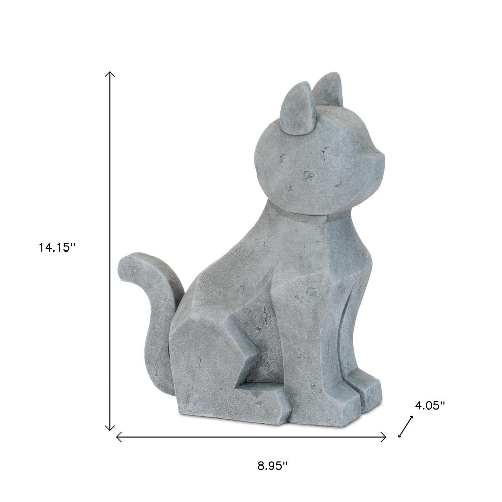 Set of Two Gray Polyresin Cat And Dog Figurines HomeRoots