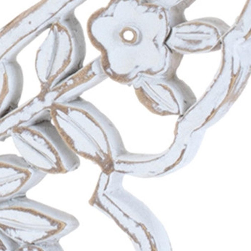 Set of Two White And Beige Polyresin Butterfly Tabletop Sculptures HomeRoots