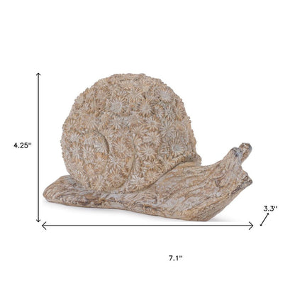 Set of Two Brown Polyresin Snail And Turtle Tabletop Sculptures HomeRoots