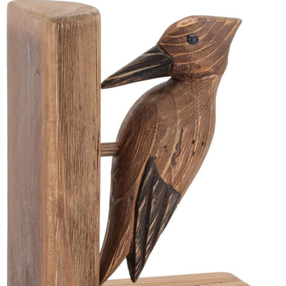 Set of Two Brown Wood Bird Decorative Bookends HomeRoots