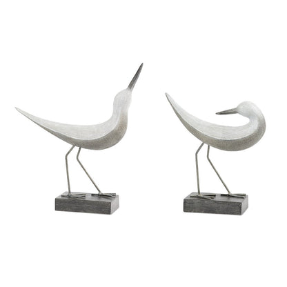 Set of Two White Polyresin Bird Figurine HomeRoots