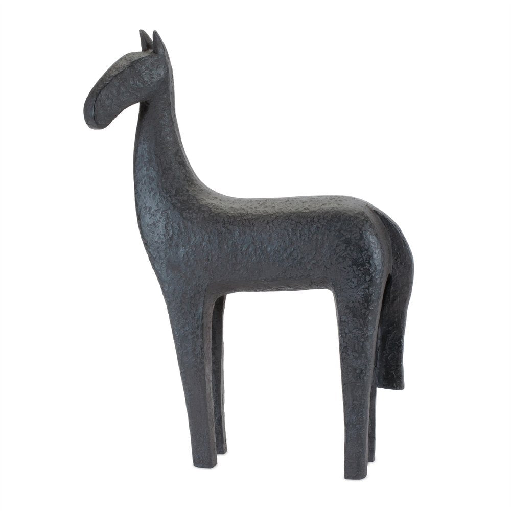 Set of Two Black Polyresin Horse Tabletop Sculpture HomeRoots