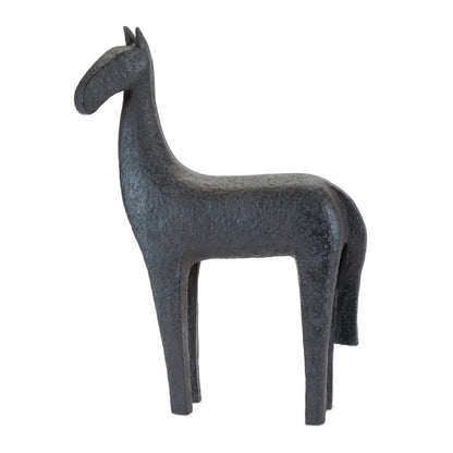Set of Two Black Polyresin Horse Tabletop Sculpture HomeRoots
