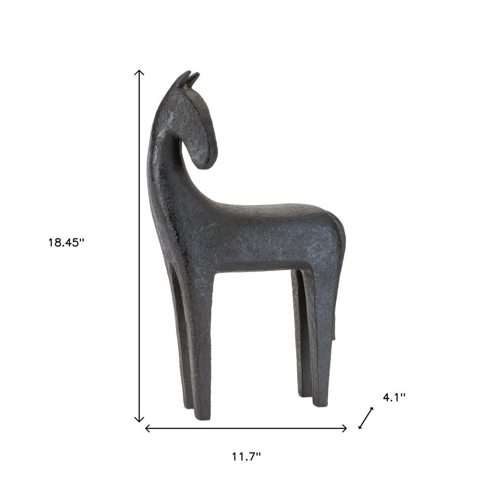 Set of Two Black Polyresin Horse Tabletop Sculpture HomeRoots