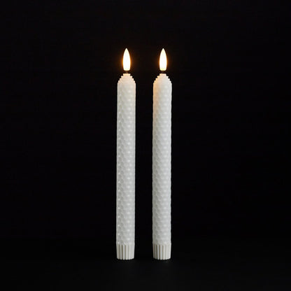 Set of Two White Unscented Candle Flameless Taper Candles HomeRoots