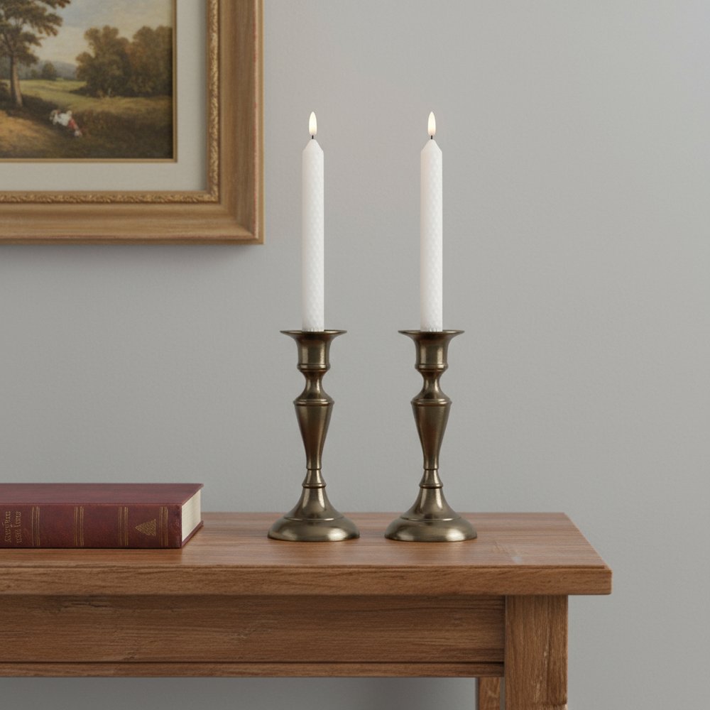 Set of Two White Unscented Candle Flameless Taper Candles HomeRoots