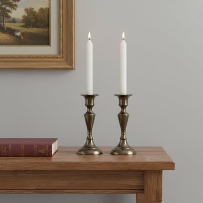 Set of Two White Unscented Candle Flameless Taper Candles HomeRoots