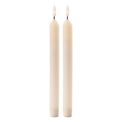 Set of Two Beige Flameless Taper Candles