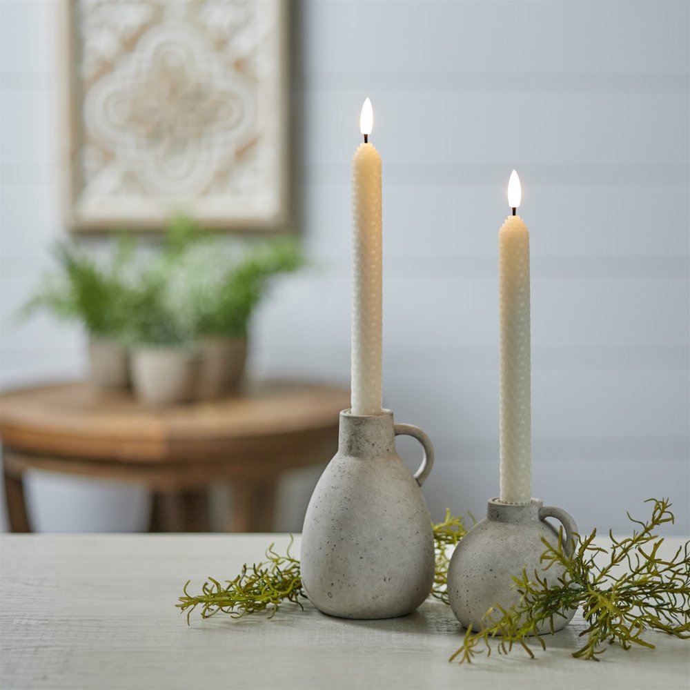 Set of Two Beige Flameless Taper Candles
