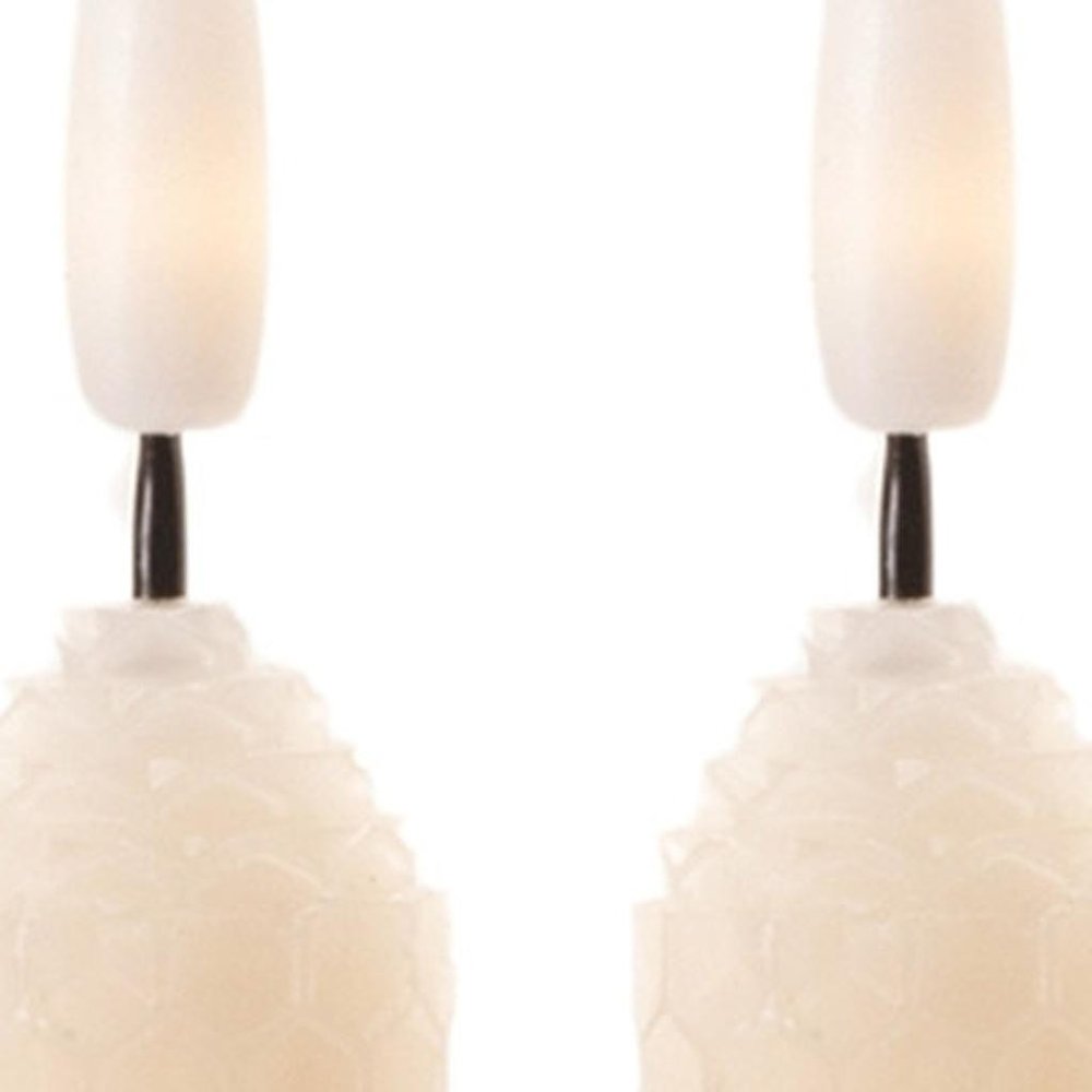 Set of Two Beige Flameless Taper Candles