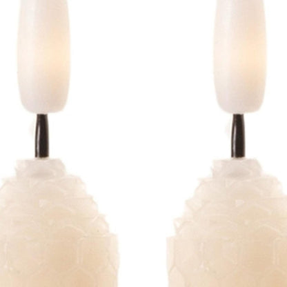 Set of Two Beige Flameless Taper Candles