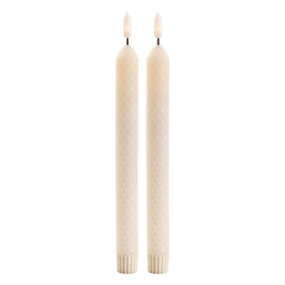 Set of Two Beige Flameless Taper Candles