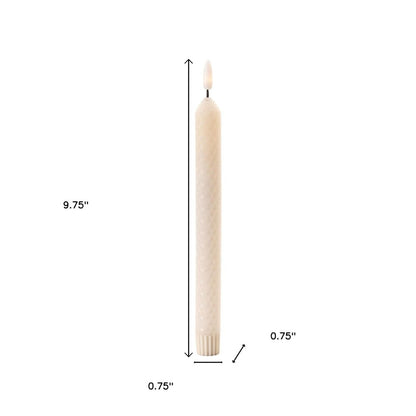 Set of Two Beige Flameless Taper Candles HomeRoots