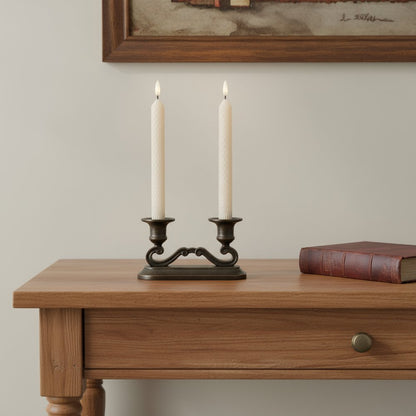 Set of Two Beige Flameless Taper Candles