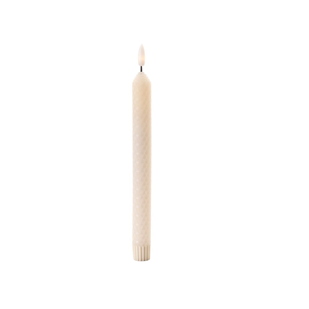 Set of Two Beige Flameless Taper Candles