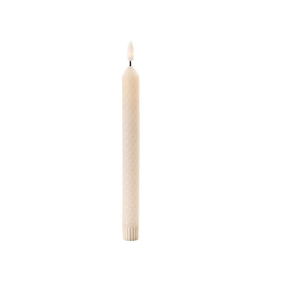 Set of Two Beige Flameless Taper Candles