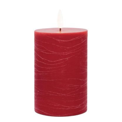 Set of Two Red Unscented Candle Flameless Pillar Candles HomeRoots