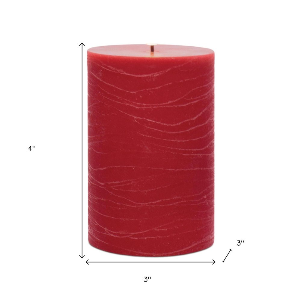 Set of Two Red Unscented Candle Flameless Pillar Candles HomeRoots