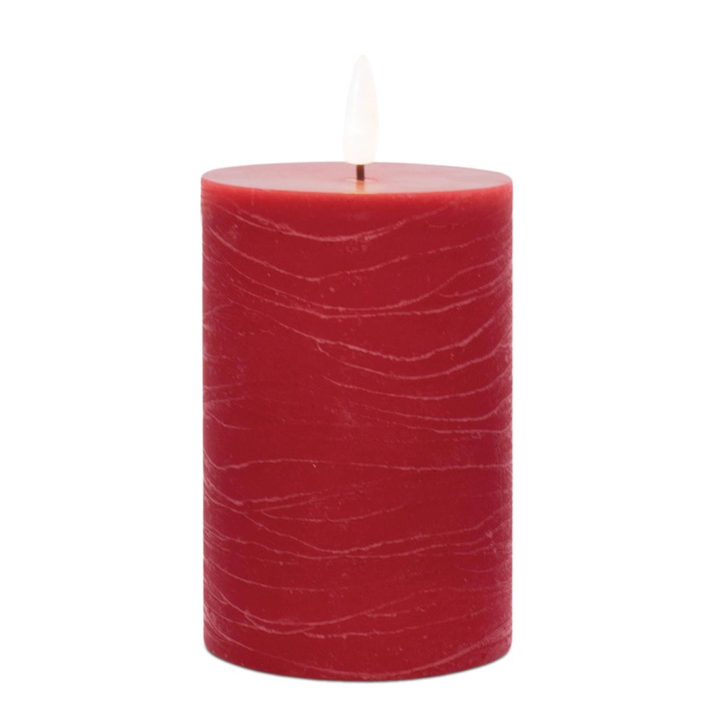 Set of Two Red Unscented Candle Flameless Pillar Candles HomeRoots