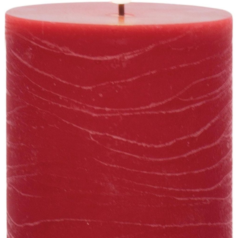 Set of Two Red Unscented Candle Flameless Pillar Candles HomeRoots
