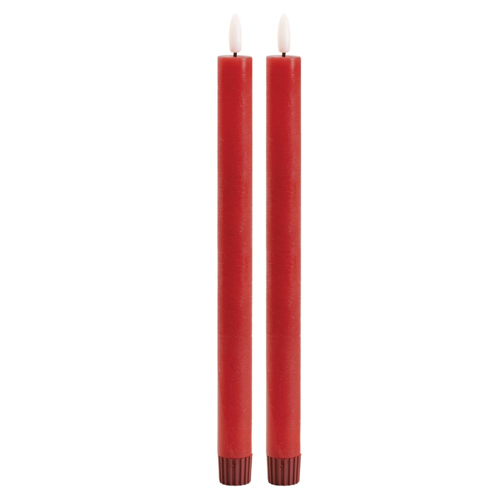 Set of Two Red Unscented Candle Flameless Taper Candles HomeRoots
