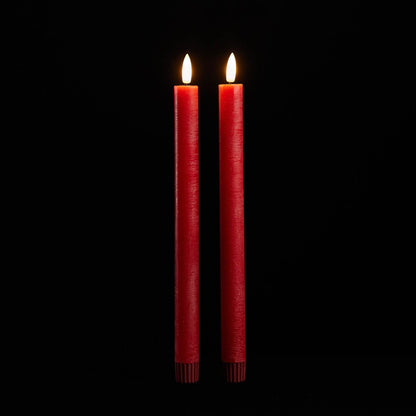 Set of Two Red Unscented Candle Flameless Taper Candles HomeRoots