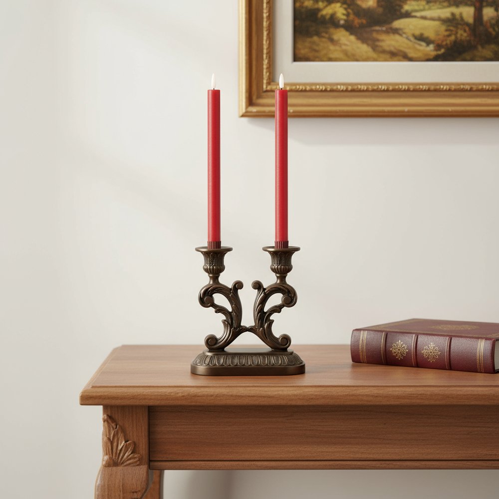 Set of Two Red Unscented Candle Flameless Taper Candles HomeRoots
