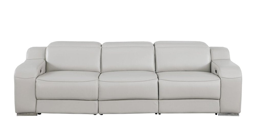 Two Piece Light Gray Leather Five Person Seating Set — view 3