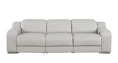 Two Piece Light Gray Leather Five Person Seating Set