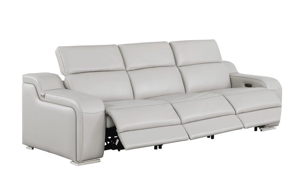 Two Piece Light Gray Leather Five Person Seating Set — view 5