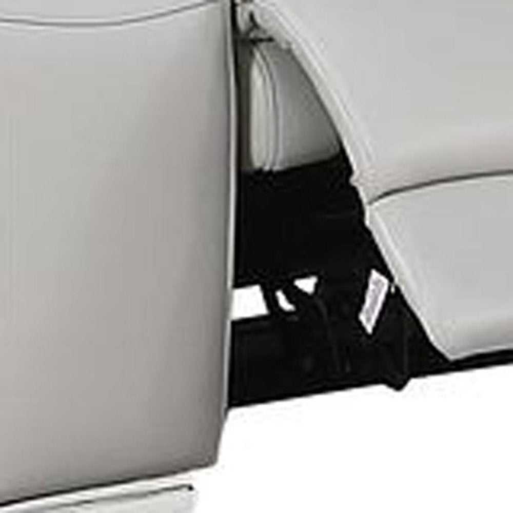Two Piece Light Gray Leather Five Person Seating Set — view 8