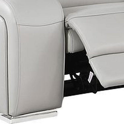 Two Piece Light Gray Leather Five Person Seating Set