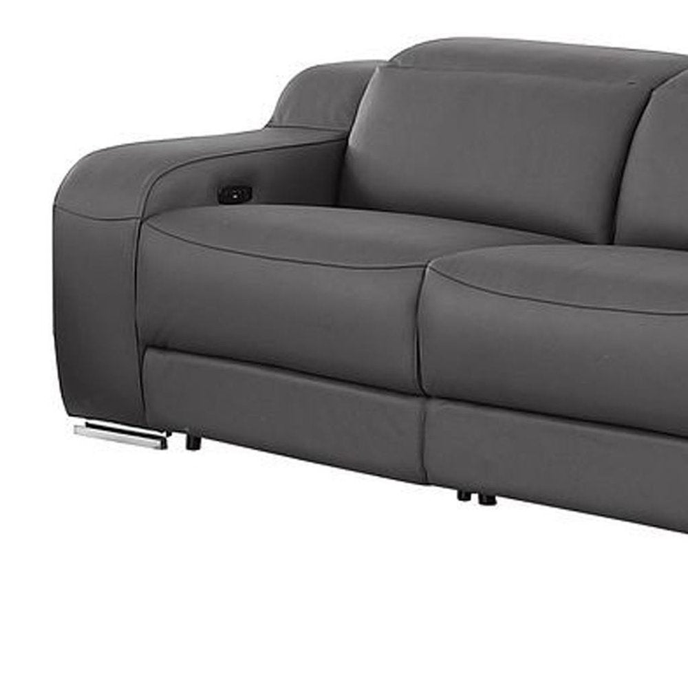 Two Piece Dark Gray Leather Five Person Seating Set — view 11