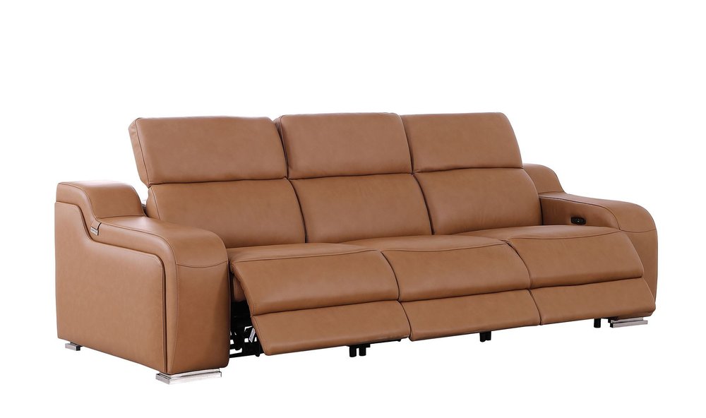 Two Piece Chestnut Leather Five Person Seating Set — view 5