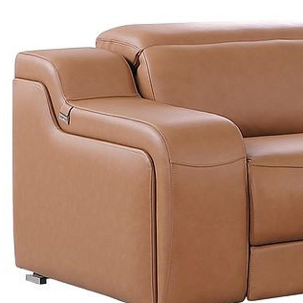 Two Piece Chestnut Leather Five Person Seating Set — view 8