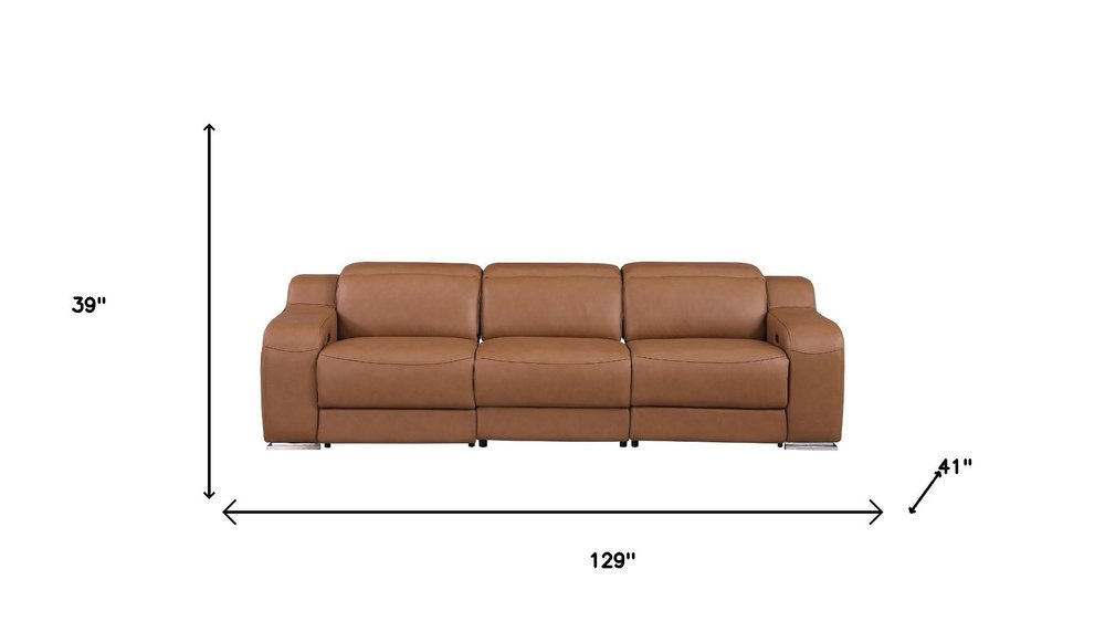 Two Piece Chestnut Leather Five Person Seating Set — view 9