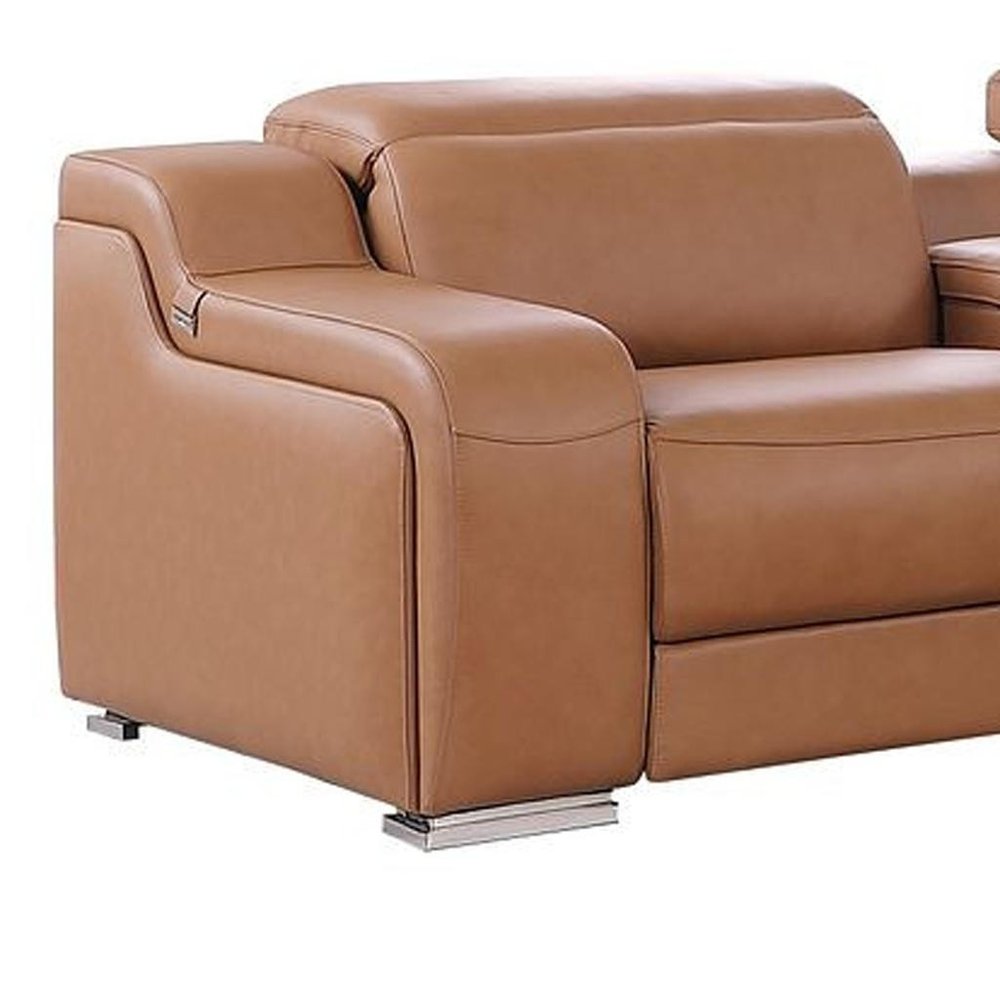 Two Piece Chestnut Leather Five Person Seating Set — view 10
