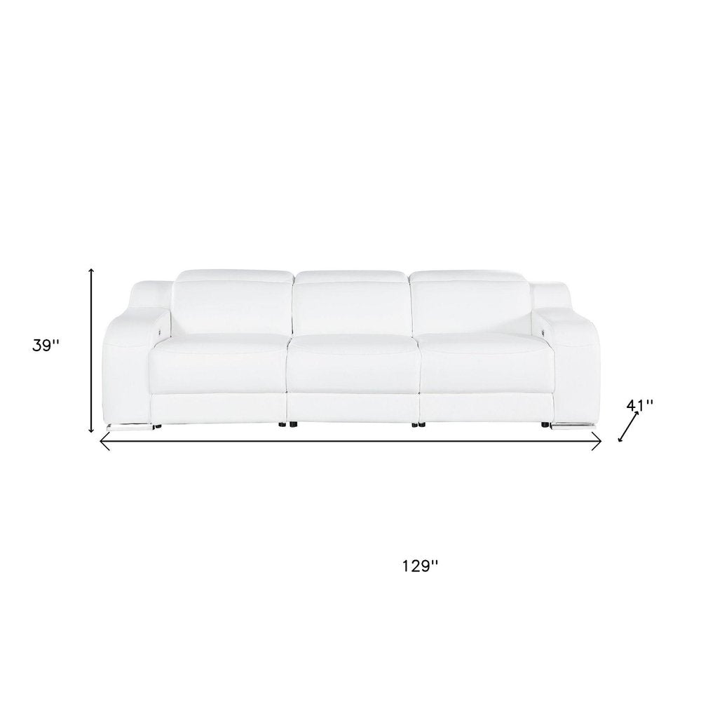 Three Piece White Leather Six Person Seating Set — view 1
