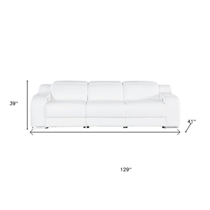 Three Piece White Leather Six Person Seating Set