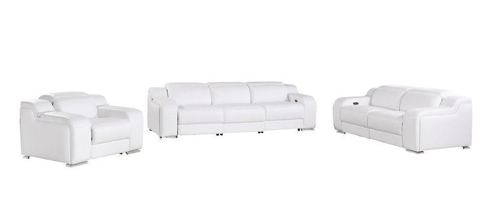 Three Piece White Leather Six Person Seating Set — view 3