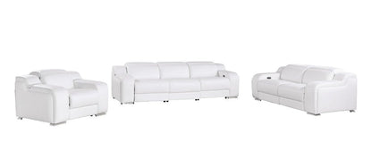 Three Piece White Leather Six Person Seating Set