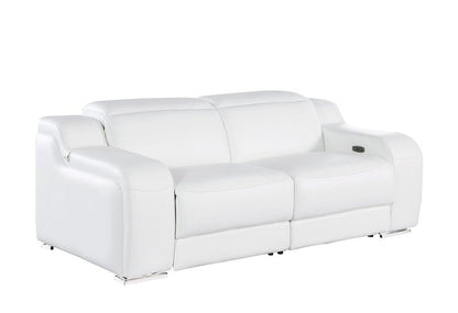 Three Piece White Leather Six Person Seating Set