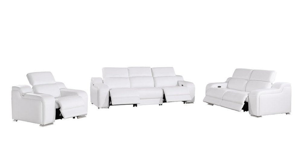 Three Piece White Leather Six Person Seating Set — view 9