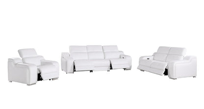 Three Piece White Leather Six Person Seating Set